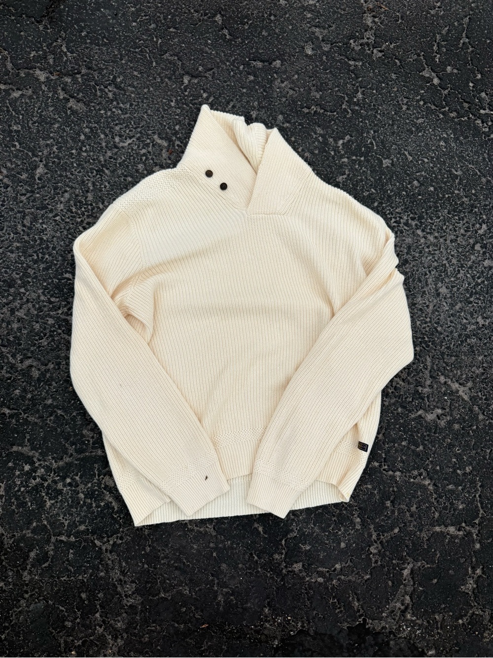 Polo Ralph Lauren Cream Rib-Knit Funnel Neck Sweater